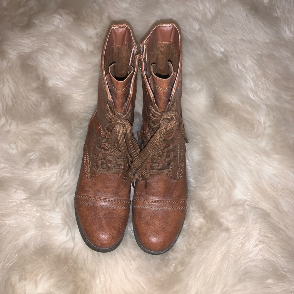 Brown combat boots